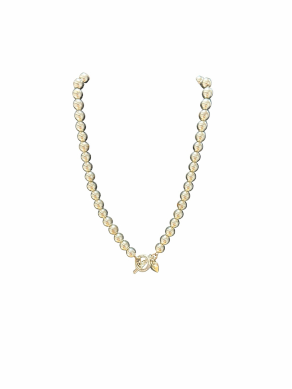 Women's Lauren Ralph Lauren Silver Tone Beaded Toggle Necklace One Size